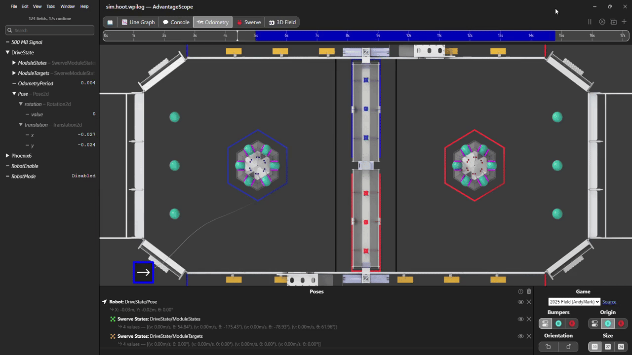 Picture showing playing back the pose signal in AdvantageScope