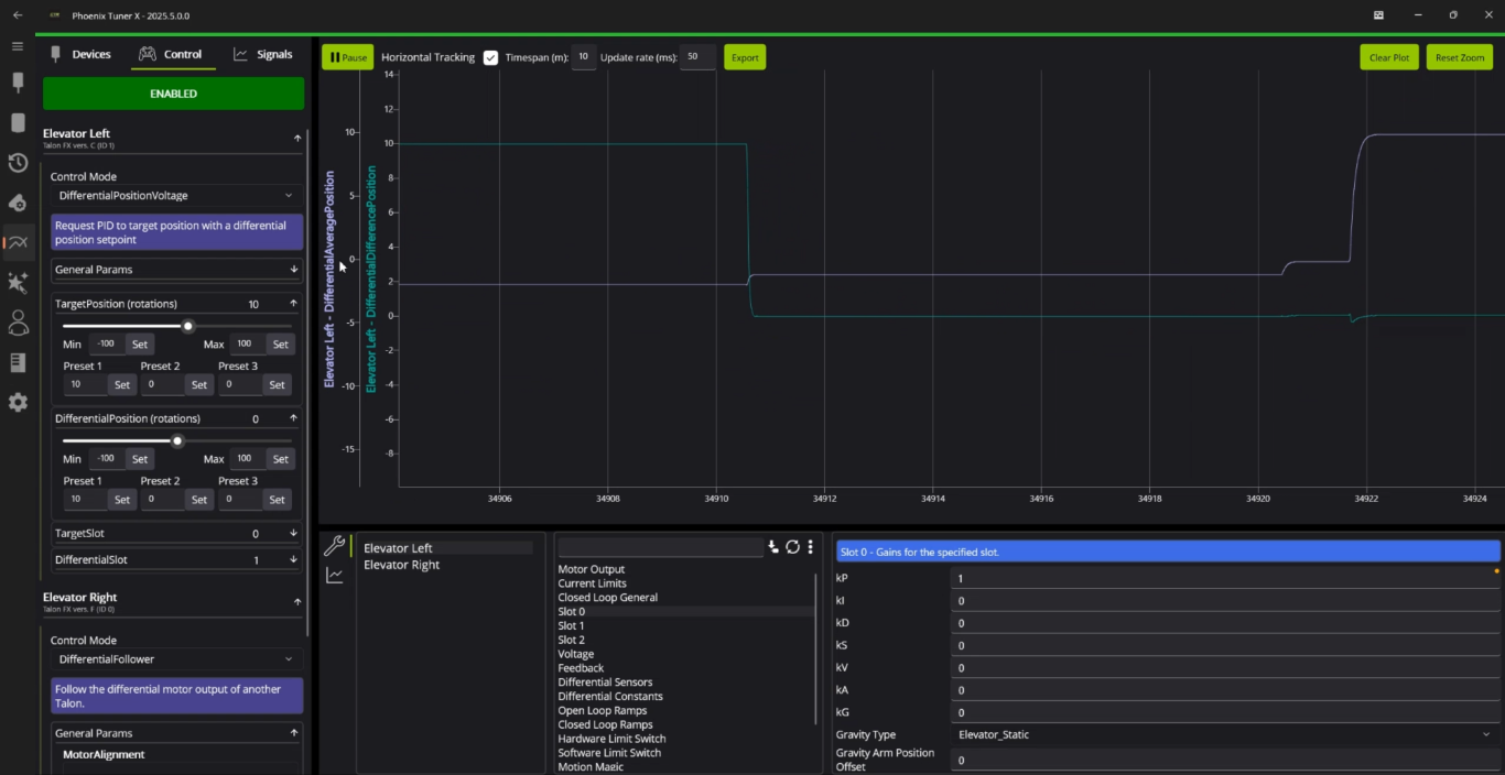 Picture of tuning a differential system in control & plot